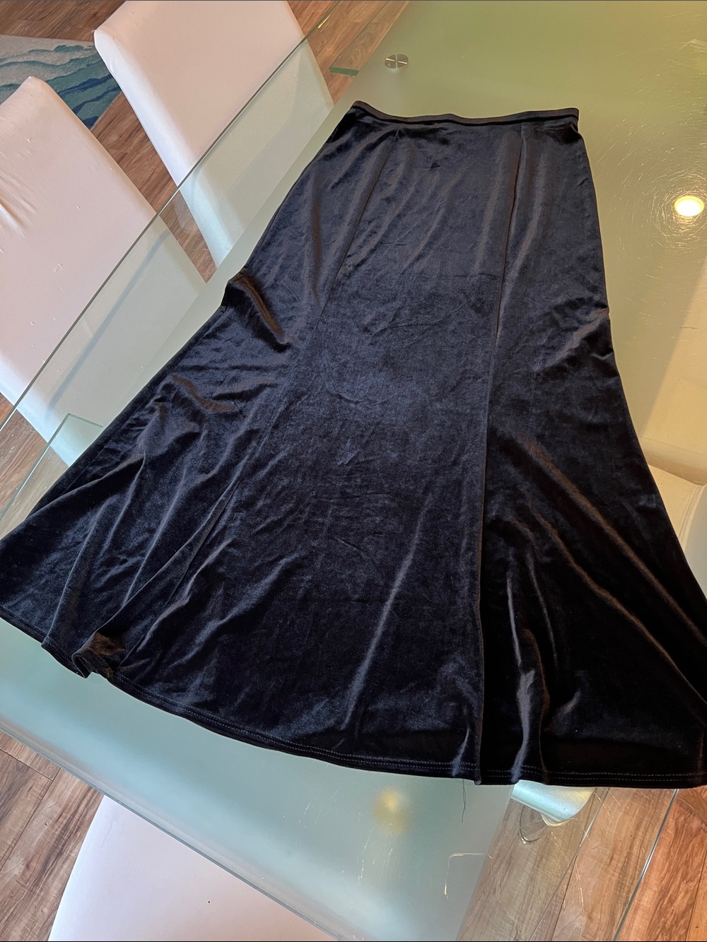 Willi Smith Black Velvet A-Line Maxi Skirt